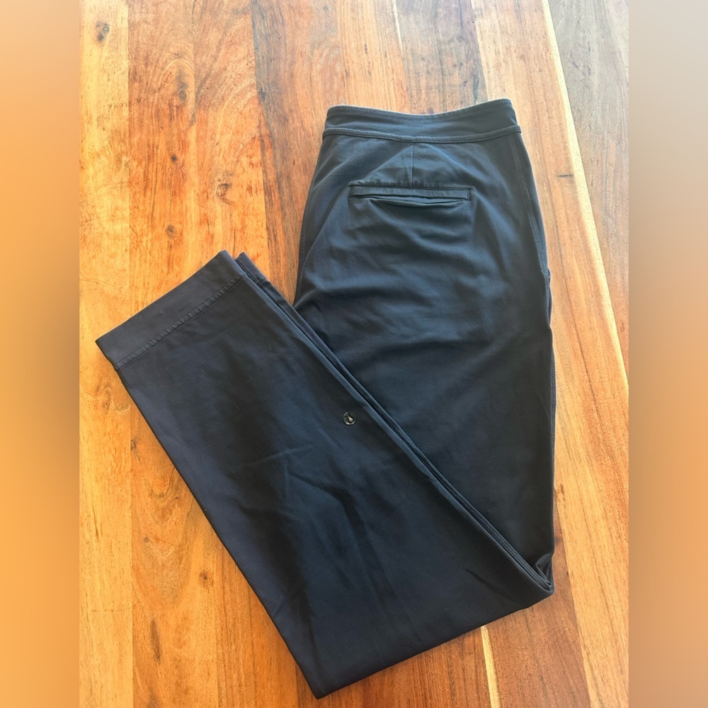 Lululemon Athletica Black Tappered-leg, Mid-rise, Drawstring Luxtreme Trousers
